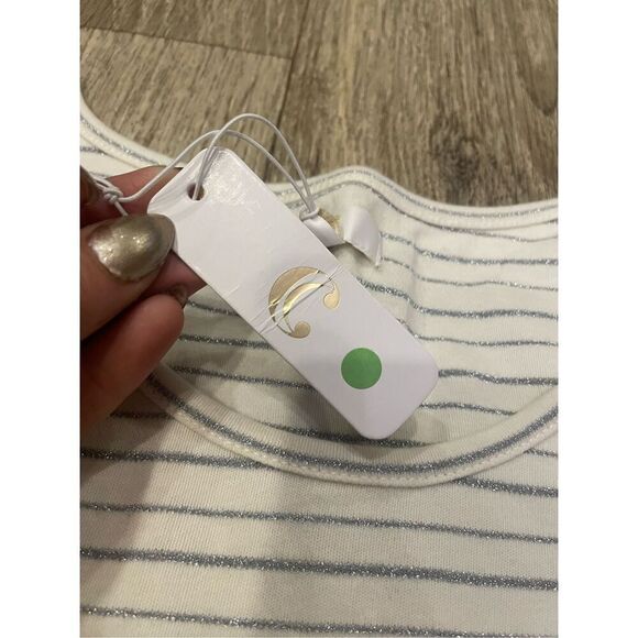 C Large Cream and Silver Stripe Long Sleeve New - Picture 3 of 5